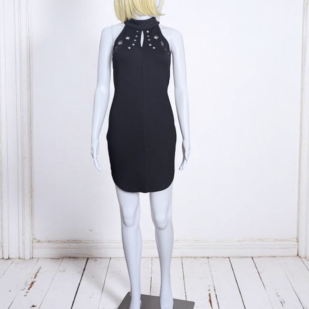 LOVE AT FIRST SITE 80's Vibe Black Club Grommet Stretch Dress M